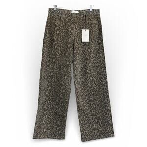 Women’s Straight Leg Jeans - Leopard Print Brown